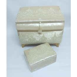 ÇEYİZ STORE İKİ KATLI DANTELLİ ÇEYİZ SANDIĞI VİZON